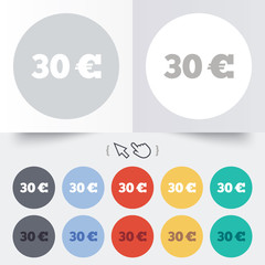 30 Euro sign icon. EUR currency symbol.