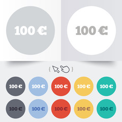 100 Euro sign icon. EUR currency symbol.