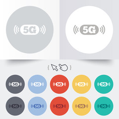 5G sign. Mobile telecommunications technology.