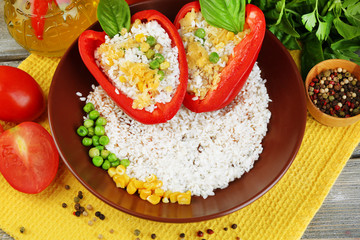 Composition with prepared stuffed peppers