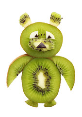 Healthy eating. Bear made of kiwi, isolated on white