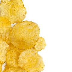 Potato chips. Macro. Selective focus.