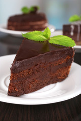 Pieces of chocolate cake