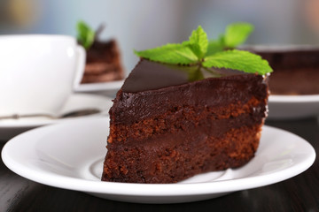 Pieces of chocolate cake