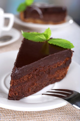 Pieces of chocolate cake
