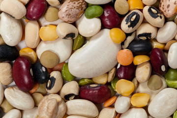 Mixed beans. Macro. For backgrounds or textures.