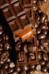 Coffee beans with chocolate glaze and dark chocolate