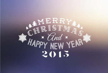 Retro christmas label on blurred background