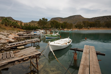 Small village fishing harbour in Peloponnese, Greece.