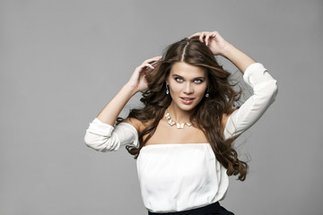 Naklejka premium Beauty portrait of young attractive woman