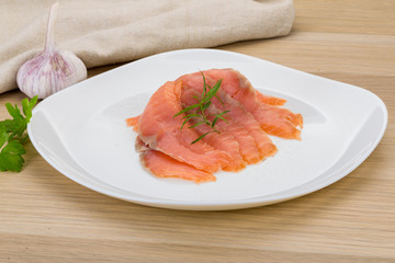 Sliced salmon