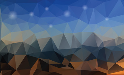 abstract landscape with night sky, composed of triangles