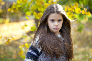 Fototapeta premium Beautifal little girl in the autumn park