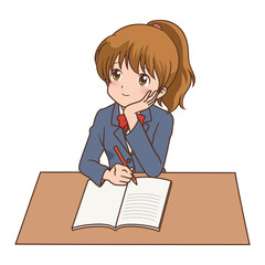 女の子　考える