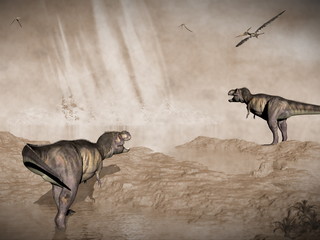 End of dinosaurs due to meteorite impact in Yucatan, Mexico - 3D © Elenarts