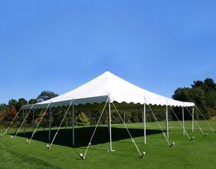 white events tent on a green lawn - 70815328