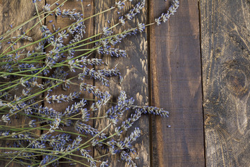 Lavender on rustic wooden background