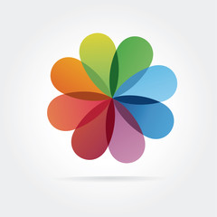 Abstract vector flower icon concept isolated on white background