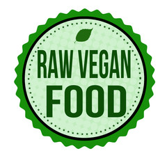 Raw vegan food sticker or stamp