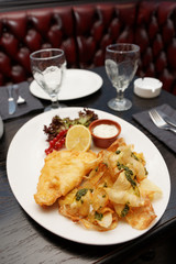 Fish and chips in plate