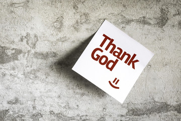 Thank God on Paper Note on texture background