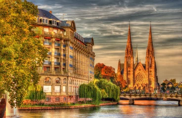 Foto op Canvas Saint Paul church and ESCA building in Strasbourg - Alsace, Fran © Leonid Andronov
