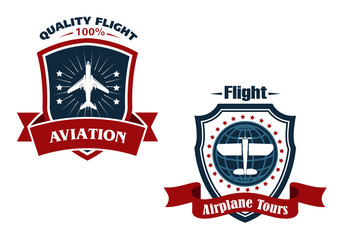 Airplane tours and aviation icons © Vector Tradition