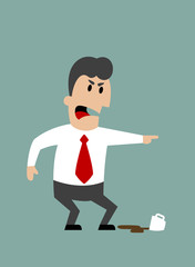 Angry boss or businessman yelling and pointing
