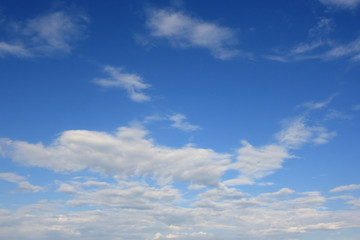 Obraz premium Sky over horizon and white clouds.