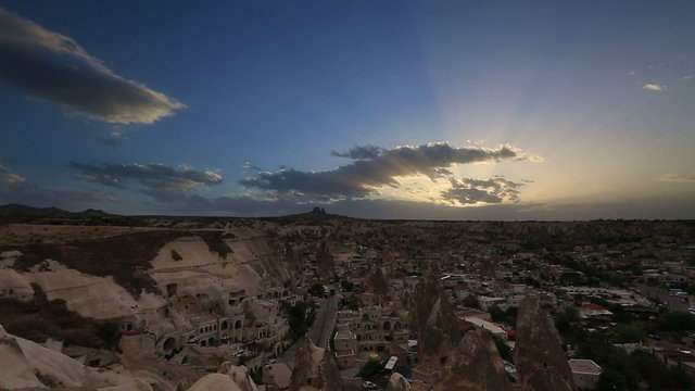 Timelapse view of the village Goreme in Cappadocia