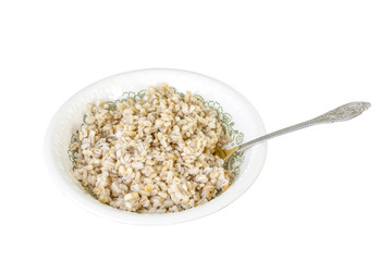 Barley porridge on white