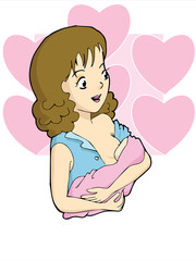 Mother feeding her baby with breast