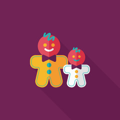 Gingerbread man flat icon with long shadow,eps10