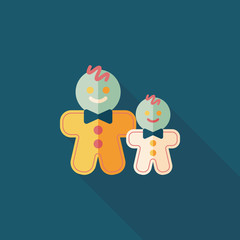 Gingerbread man flat icon with long shadow,eps10