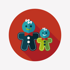 Gingerbread man flat icon with long shadow,eps10