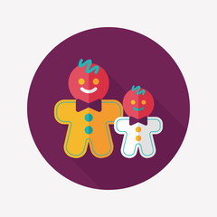 Gingerbread man flat icon with long shadow,eps10