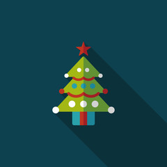 Christmas tree flat icon with long shadow, eps10