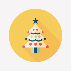 Christmas tree flat icon with long shadow, eps10