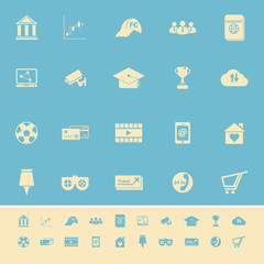 General online color icons on light blue background