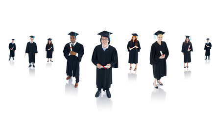 Group of Multi-Ethnic Successful Graduating Students