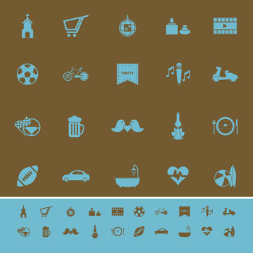 Friday and weekend color icons on brown background
