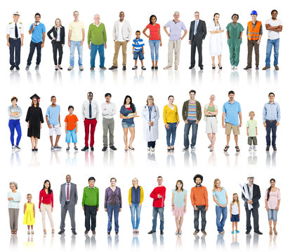 Multiethnic Group Of People Smiling In A Row