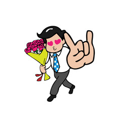 Businessman in love bouquet