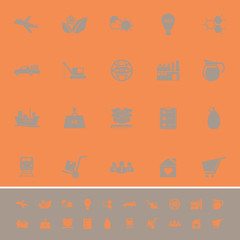 Supply chain and logistic color icons on orange background