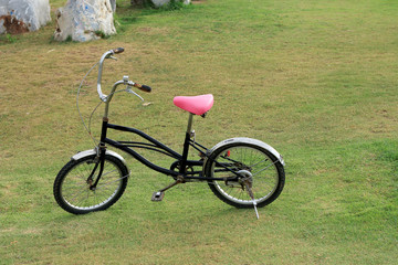 Naklejka na ściany i meble Bicycle on green grass