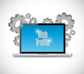 web traffic gears and laptop illustration design