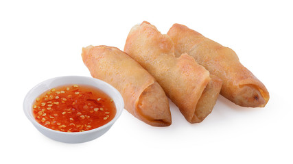 Spring Roll also known as Egg Roll isolated on white.