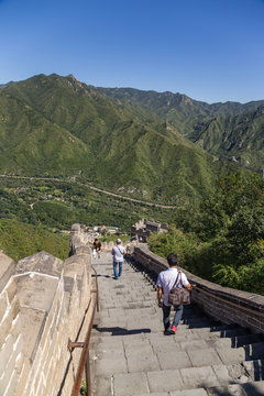 China,  Juyongguan. Tourists on the Great Wall of China