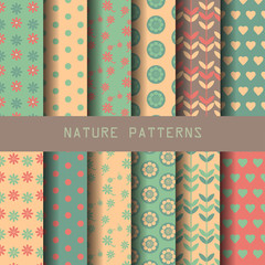 Blue and brown cute pattern set