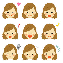 女性 表情 アイコン / vector eps10